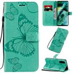 For OPPO Find X2 3D Butterflies Embossing Pattern Horizontal Flip Leather Case with Holder & Card Slot & Wallet & Lanyard(Green)