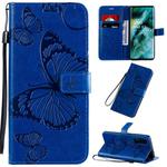 For OPPO Find X2 3D Butterflies Embossing Pattern Horizontal Flip Leather Case with Holder & Card Slot & Wallet & Lanyard(Blue)