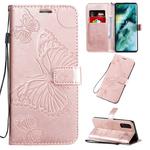 For OPPO Find X2 3D Butterflies Embossing Pattern Horizontal Flip Leather Case with Holder & Card Slot & Wallet & Lanyard(Rose Gold)