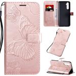 For OPPO Realme 6 Pro 3D Butterflies Embossing Pattern Horizontal Flip Leather Case with Holder & Card Slot & Wallet & Lanyard(Rose Gold)