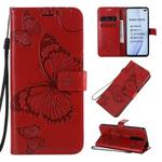 For Xiaomi Redmi K30 3D Butterflies Embossing Pattern Horizontal Flip Leather Case with Holder & Card Slot & Wallet & Lanyard(Red)