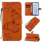For Xiaomi Redmi K30 3D Butterflies Embossing Pattern Horizontal Flip Leather Case with Holder & Card Slot & Wallet & Lanyard(Orange)