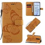 For Xiaomi Redmi K30 3D Butterflies Embossing Pattern Horizontal Flip Leather Case with Holder & Card Slot & Wallet & Lanyard(Yellow)