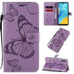 For Huawei Enjoy 10e 3D Butterflies Embossing Pattern Horizontal Flip Leather Case with Holder & Card Slot & Wallet & Lanyard(Purple)