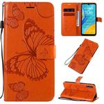 For Huawei Enjoy 10e 3D Butterflies Embossing Pattern Horizontal Flip Leather Case with Holder & Card Slot & Wallet & Lanyard(Orange)
