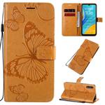 For Huawei Enjoy 10e 3D Butterflies Embossing Pattern Horizontal Flip Leather Case with Holder & Card Slot & Wallet & Lanyard(Yellow)