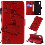 For Galaxy A01 3D Butterflies Embossing Pattern Horizontal Flip Leather Case with Holder & Card Slot & Wallet & Lanyard(Red)