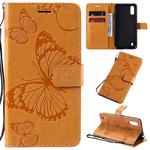For Galaxy A01 3D Butterflies Embossing Pattern Horizontal Flip Leather Case with Holder & Card Slot & Wallet & Lanyard(Yellow)