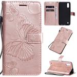 For Galaxy A01 3D Butterflies Embossing Pattern Horizontal Flip Leather Case with Holder & Card Slot & Wallet & Lanyard(Rose Gold)