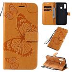 For Galaxy A70e 3D Butterflies Embossing Pattern Horizontal Flip Leather Case with Holder & Card Slot & Wallet & Lanyard(Yellow)