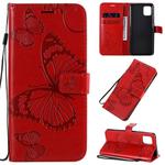 For Galaxy A81 / M60s / Note10 Lite 3D Butterflies Embossing Pattern Horizontal Flip Leather Case with Holder & Card Slot & Wallet & Lanyard(Red)
