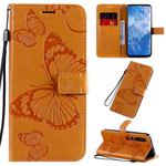 For Xiaomi Mi 10 5G / Mi 10 Pro 5G 3D Butterflies Embossing Pattern Horizontal Flip Leather Case with Holder & Card Slot & Wallet & Lanyard(Yellow)