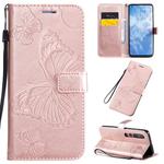 For Xiaomi Mi 10 5G / Mi 10 Pro 5G 3D Butterflies Embossing Pattern Horizontal Flip Leather Case with Holder & Card Slot & Wallet & Lanyard(Rose Gold)