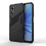 For OPPO A17 4G Global Punk Armor 2 in 1 PC + TPU Shockproof Phone Case with Holder(Black)