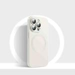 For iPhone 14 Pro Max CD Texture MagSafe Liquid Silicone Phone Case(White)
