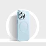 For iPhone 14 Pro CD Texture MagSafe Liquid Silicone Phone Case(Light Grey Blue)