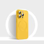 For iPhone 14 Pro CD Texture MagSafe Liquid Silicone Phone Case(Lemon Yellow)