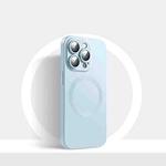 For iPhone 14 CD Texture MagSafe Liquid Silicone Phone Case(Light Grey Blue)