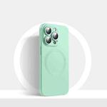 For iPhone 14 CD Texture MagSafe Liquid Silicone Phone Case(Mint Green)