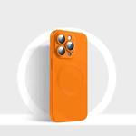 For iPhone 14 Plus CD Texture MagSafe Liquid Silicone Phone Case(Orange)