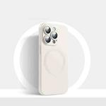 For iPhone 14 Plus CD Texture MagSafe Liquid Silicone Phone Case(White)