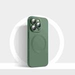 For iPhone 14 Plus CD Texture MagSafe Liquid Silicone Phone Case(Dark Green)
