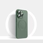 For iPhone 13 Pro Max CD Texture MagSafe Liquid Silicone Phone Case(Dark Green)