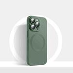 For iPhone 13 Pro CD Texture MagSafe Liquid Silicone Phone Case(Dark Green)