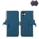 For Samsung Galaxy A04e Genuine Leather Magnetic RFID Leather Phone Case(Blue)