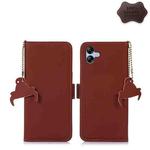 For Samsung Galaxy A04e Genuine Leather Magnetic RFID Leather Phone Case(Coffee)