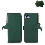 For Samsung Galaxy A04e Genuine Leather Magnetic RFID Leather Phone Case(Green)