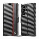For Samsung Galaxy S23 Ultra 5G LC.IMEEKE Carbon Fiber PU + TPU Horizontal Flip Leather Phone Case(Vertical Black)