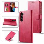 For Samsung Galaxy S23 5G LC.IMEEKE Calf Texture Horizontal Flip Leather Phone Case(Red)