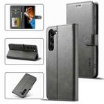 For Samsung Galaxy S23+ 5G LC.IMEEKE Calf Texture Horizontal Flip Leather Phone Case(Grey)