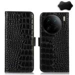 For vivo X90 Pro Crocodile Top Layer Cowhide Leather Phone Case(Black)