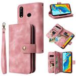 For Huawei P30 Lite Multifunctional Card Slot Zipper Wallet Leather Phone Case(Rose Gold)