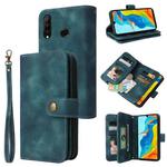 For Huawei P30 Lite Multifunctional Card Slot Zipper Wallet Leather Phone Case(Blue)