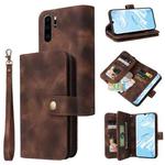 For Huawei P30 Pro Multifunctional Card Slot Zipper Wallet Leather Phone Case(Brown)