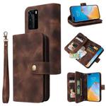 For Huawei P40 Pro Multifunctional Card Slot Zipper Wallet Leather Phone Case(Brown)