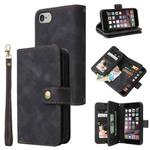 For iPhone SE 2022 / SE 2020 / 8 / 7 Multifunctional Card Slot Zipper Wallet Leather Phone Case(Black)