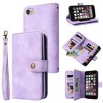 For iPhone SE 2022 / SE 2020 / 8 / 7 Multifunctional Card Slot Zipper Wallet Leather Phone Case(Purple)