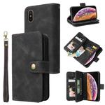 For iPhone XS / X Multifunctional Card Slot Zipper Wallet Leather Phone Case(Black)