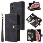 For iPhone XS Max Multifunctional Card Slot Zipper Wallet Leather Phone Case(Black)