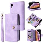 For iPhone XR Multifunctional Card Slot Zipper Wallet Leather Phone Case(Purple)