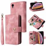 For iPhone XR Multifunctional Card Slot Zipper Wallet Leather Phone Case(Rose Gold)