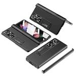 For Samsung Galaxy Z Fold3 5G Electroplating Corrugated Hinge Folding Phone Case(Black)