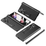 For Samsung Galaxy Z Fold4 Electroplating Corrugated Hinge Folding Phone Case(Black)