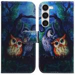 For Samsung Galaxy S23 5G Coloured Drawing Flip Leather Phone Case(Oil Painting Owl)