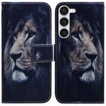 For Samsung Galaxy S23 5G Coloured Drawing Flip Leather Phone Case(Lion)