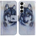 For Samsung Galaxy S23+ 5G Coloured Drawing Flip Leather Phone Case(White Wolf)